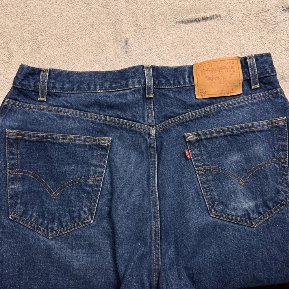 Levi's 505‎ Mens Jeans Tag Size W36 L32 Regular Fit Straight Leg Dark Wash Denim